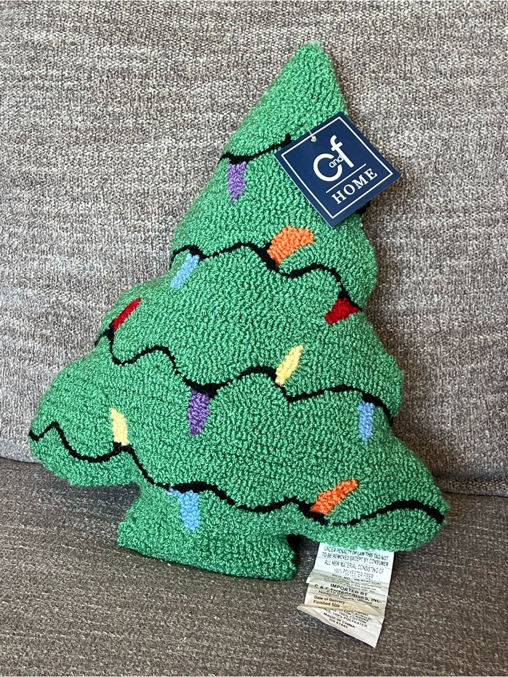 C&F‎ Home Christmas Tree Shaped Hooked Pillow features